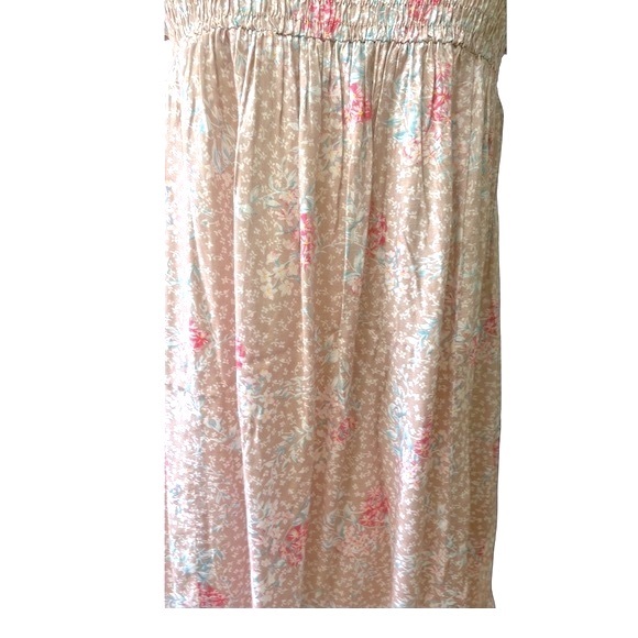 Free People Dainty Watercolor Floral-Print Smocked Mini Dress, Taupe, Small - Picture 10 of 13